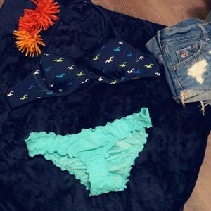 Blue Hollister bikini top
